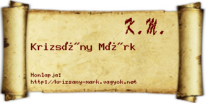 Krizsány Márk névjegykártya
