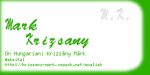 mark krizsany business card